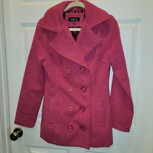 PINK wool blend Y2K Zebra satin lined peacoat Rue21 Medium from smoke free home